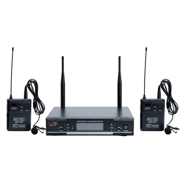 NOTEL NO-TEL NOT-16YY Çift Yaka ve Headset UHF Kablosuz Mikrofon Seti | 2 Bel Tipi Verici, 2 Kanal Alıcı, 2x100 Frekans