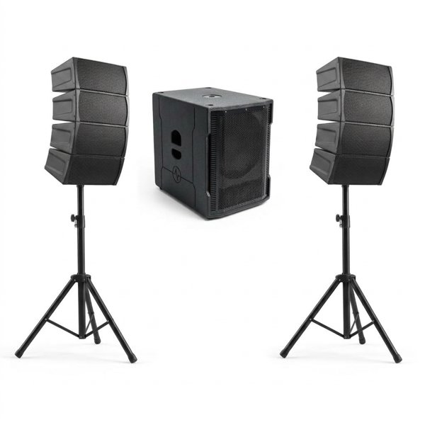 BOFMANN BF 812 Aktif Line Array Ses Sistemi: 800W 12 inç Aktif Subwoofer + 8 Adet 4 inç Line Array Kule Hoparlör (Mikser Gerektirmez, Bluetooth / USB / SD)