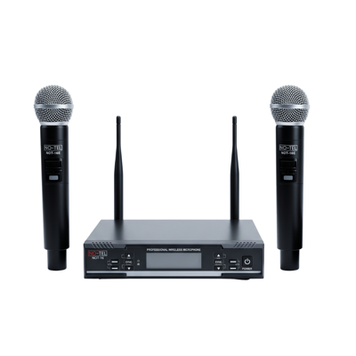 NOTEL NO-TEL NOT-16EE Çift El Tipi UHF Kablosuz Mikrofon Seti | 2 Kanal Alıcı, 2x100 Frekans, Dinamik Kardioid Kapsül, Taşıma Çantalı
