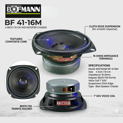 BOFMANN 4INCH 10 CM, 80X15-Y30, 1" KSV, CLOTH EDGE, 16 OHMS ÇIPLAK HOPARLÖR 2