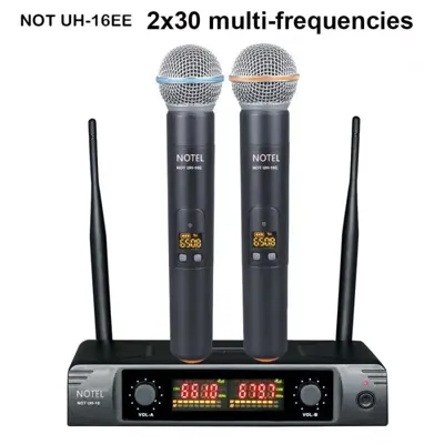 NOTEL UHF 2X30 KANAL KABLOSUZ ÇİFT EL MİKROFONU