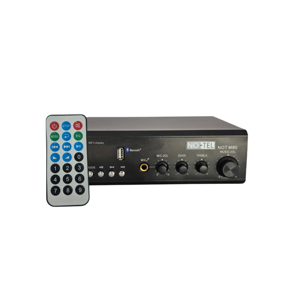 NOTEL 80W BLUETOOTH ve USB’li KOMPAKT MİKSER AMPLİFİKATÖR (100V Trafolu Sistem)